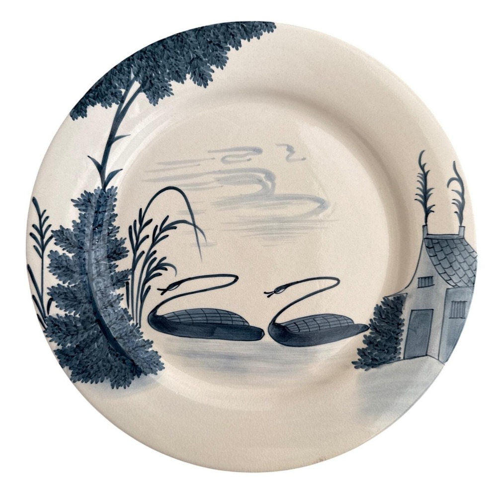 Global Views Williamsburg Ceramic Wall‎ Display Plate Swans 12"